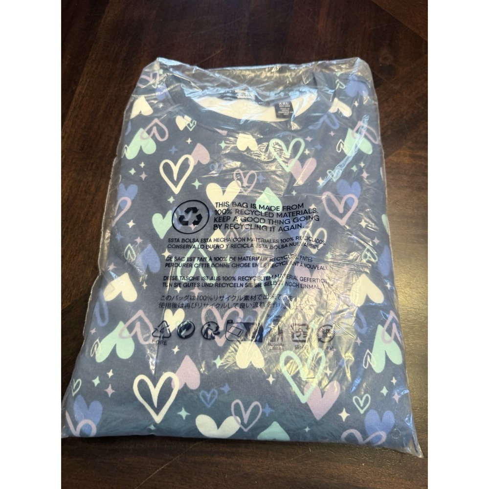 Lands End Heart Pattern Pullover Sweatshirt Youth Girls XXL 18-20 Husky NWT